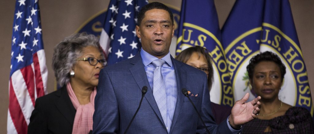 Congressional Black Caucus Chairman Rep. Cedric Richmond, D-La. speaks during a news conference on Capitol Hill in Washington, Thursday, Jan. 5, 2017, with the Congressional Black Caucus members to discuss the nomination of Sen. Jeff Sessions, R-Ala. for attorney general. (AP Photo/Zach Gibson)