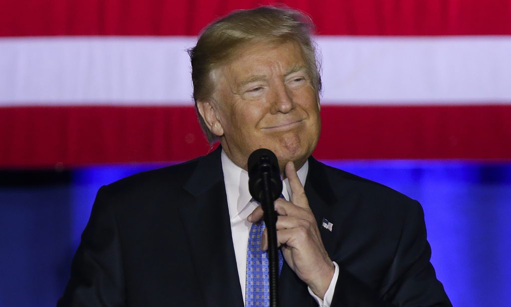 In this Wednesday, Sept. 27, 2017, photo, U.S. President Donald Trump speaks in Indianapolis. How do you pay for the president's proposed $5.8 trillion tax cut? For Trump and Republican congressional leaders, that is the mostly unanswered $5,800,000,000,000 question. (AP Photo/Michael Conroy)