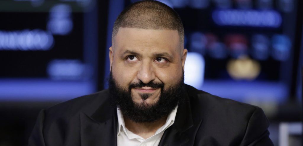 Music producer DJ Khaled, national spokesperson for Get Schooled, is interviewed on the floor of the New York Stock Exchange, Thursday, June 15, 2017. (AP Photo/Richard Drew)