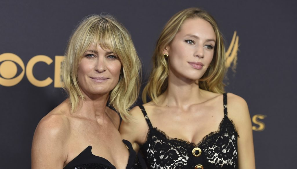 Robin Wright, left, and Dylan Frances Penn arrive at the 69th Primetime Emmy Awards on Sunday, Sept. 17, 2017, at the Microsoft Theater in Los Angeles. (Photo by Jordan Strauss/Invision/AP)