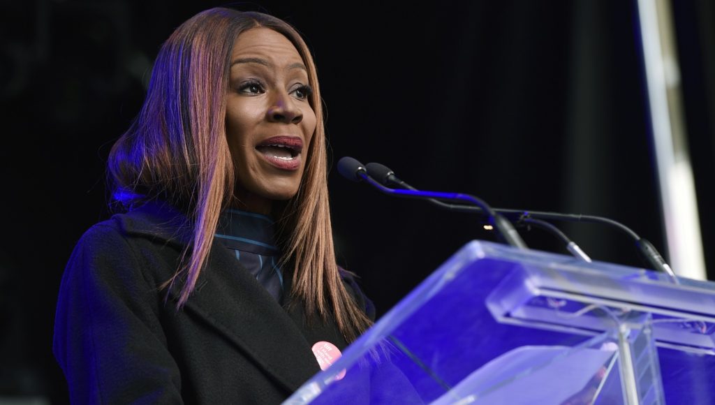 Filmmaker Amma Asante addresses the crowd at the Share Her Journey Rally for Women in Film during the Toronto International Film Festival, on Saturday, Sept. 8, 2018, in Toronto. (Photo by Chris Pizzello/Invision/AP)