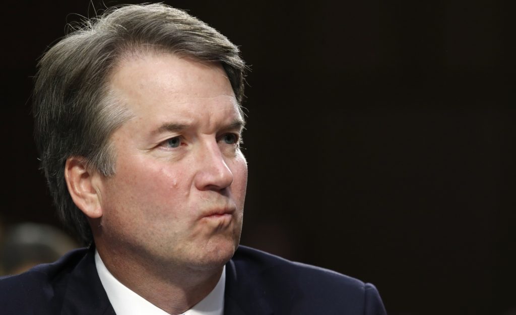 President Donald Trump's Supreme Court nominee, Brett Kavanaugh, listens to a question during the third round of questioning on the third day of his Senate Judiciary Committee confirmation hearing, Thursday, Sept. 6, 2018, on Capitol Hill in Washington, to replace retired Justice Anthony Kennedy. (AP Photo/Jacquelyn Martin)