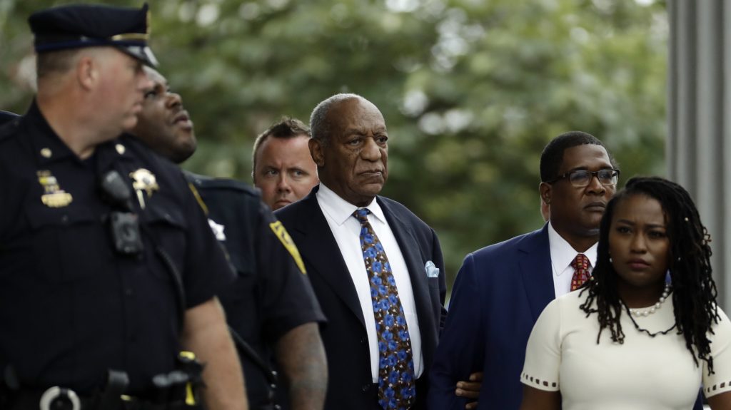 Bill Cosby departs after a sentencing hearing at the Montgomery County Courthouse, Monday, Sept. 24, 2018, in Norristown, Pa. Cosby's chief accuser on Monday asked for "justice as the court sees fit" as the 81-year-old comedian faced sentencing on sexual assault charges that could make him the first celebrity of the #MeToo era to go to prison. (AP Photo/Matt Slocum)