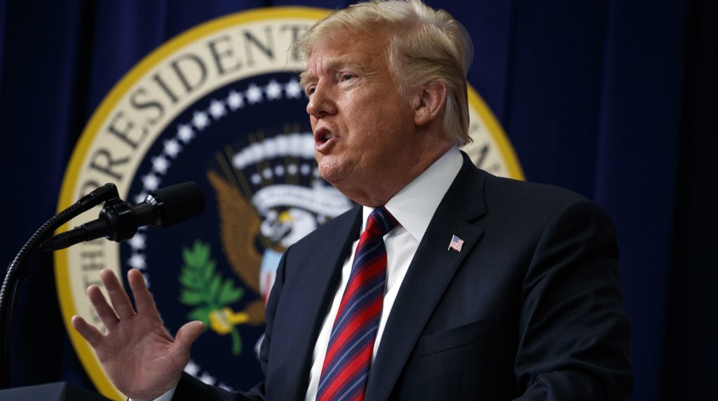 President Donald Trump speaks during the "White House State Leadership Day Conference for Alaska, California, and Hawaii," Tuesday, Oct. 23, 2018, in Washington. (AP Photo/Evan Vucci)