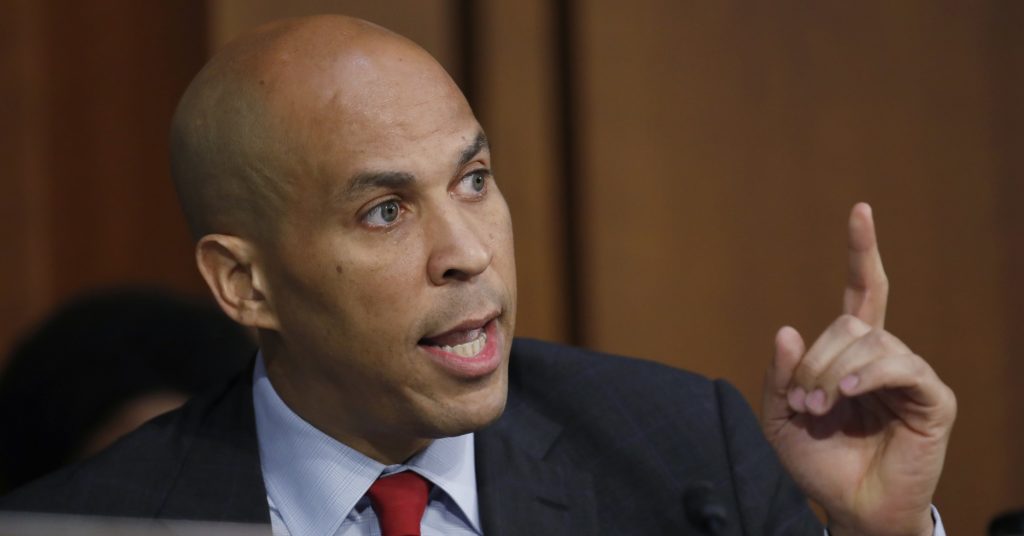Sen. Cory Booker, D-N.J., speaks before President Donald Trump's Supreme Court nominee, Brett Kavanaugh testifies before the Senate Judiciary Committee on Capitol Hill in Washington, Thursday, Sept. 6, 2018, for the third day of his confirmation to replace retired Justice Anthony Kennedy. (AP Photo/Alex Brandon)