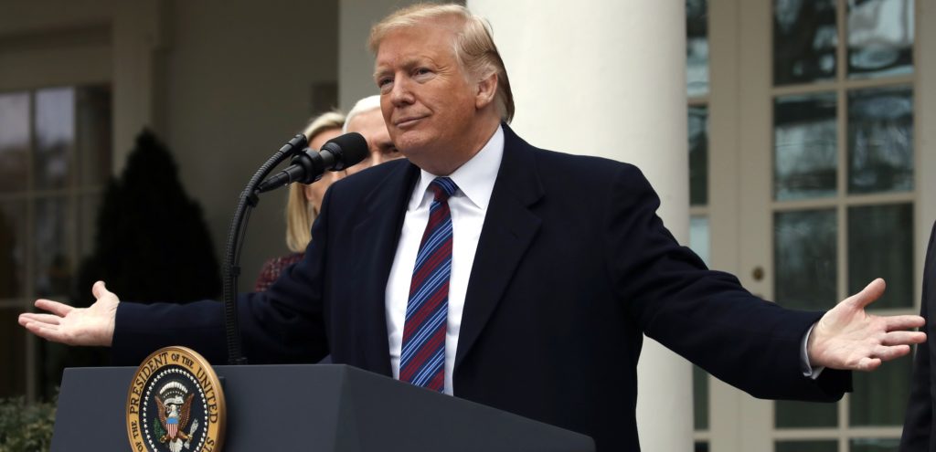 President Donald Trump speaks in the Rose Garden of the White House after a meeting with Congressional leaders on border security, Friday, Jan. 4, 2019, at the White House in Washington. (AP Photo/Jacquelyn Martin)