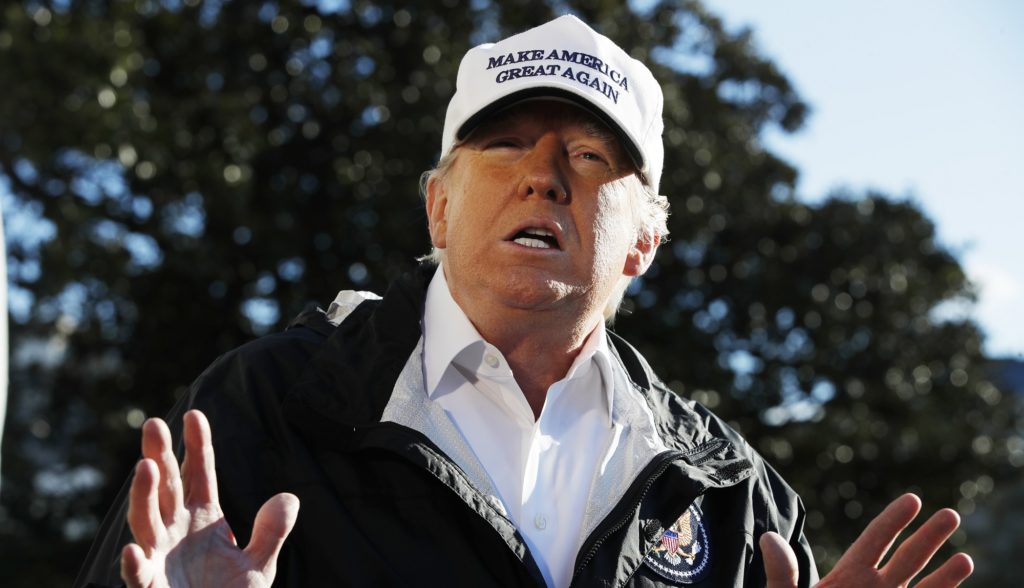 President Donald Trump speaks to the media as he leaves the White House, Thursday Jan. 10, 2019, in Washington, en route for a trip to the border in Texas as the government shutdown continues. (AP Photo/Jacquelyn Martin)