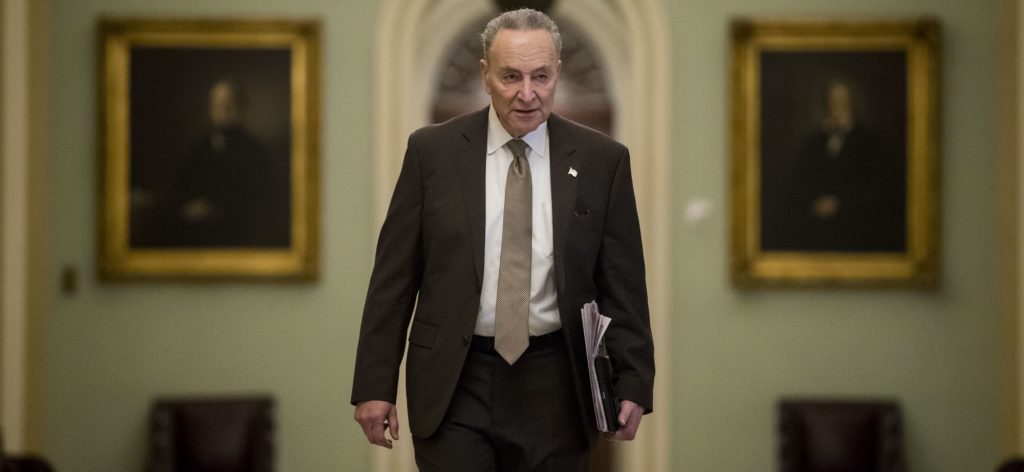 Senate Minority Leader Sen. Chuck Schumer of N.Y. arrives on Capitol Hill in Washington, Thursday, Jan. 3, 2019, as the 116th Congress begins. (AP Photo/Andrew Harnik)